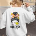 Busy Raising Ballers Softball Messy Bun Baseball Mom Women's Sweatshirt Back Print Busy Raising Ballers Softball Messy Bun Baseball Mom Women's Sweatshirt Back Print