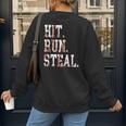 Hit Run Steal Baseball Mom For Women Baseball Women's Sweatshirt Back Print