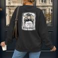 Leopard Messy Bun Mom Mother's Day Baseball Mommy Women's Sweatshirt Back Print Leopard Messy Bun Mom Mother's Day Baseball Mommy Women's Sweatshirt Back Print