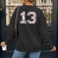 Lucky Number 13 Baseball Mom Baseball Number 13 Lucky 13 Women's Sweatshirt Back Print