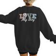 Baseball Mom Love My Boy Retro Casual Letter Print Women's Sweatshirt Back Print