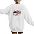 Baseball Mom Pitches Be Crazy Lips Premium Women's Sweatshirt Back Print Baseball Mom Pitches Be Crazy Lips Premium Women's Sweatshirt Back Print