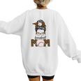 Baseball Mom Women Messy Bun Leopard Mother's Day Women's Sweatshirt Back Print Baseball Mom Women Messy Bun Leopard Mother's Day Women's Sweatshirt Back Print