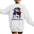 French Baseball Mom France Messy Bun Women's Sweatshirt Back Print French Baseball Mom France Messy Bun Women's Sweatshirt Back Print