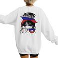Haitian Baseball Mom Haiti Flag Baseball Girl Women's Sweatshirt Back Print Haitian Baseball Mom Haiti Flag Baseball Girl Women's Sweatshirt Back Print