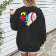 Autism Baseball Heart Autism Puzzle Baseball Mom Women's Sweatshirt Back Print