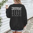 Baseball Mom Alphabet Mommy Mother's Day Motivational Saying Women's Sweatshirt Back Print Baseball Mom Alphabet Mommy Mother's Day Motivational Saying Women's Sweatshirt Back Print