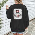 Baseball Mom Messy Bun Mommy Baseball Player Women's Sweatshirt Back Print Baseball Mom Messy Bun Mommy Baseball Player Women's Sweatshirt Back Print