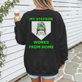 Baseball Mom Quote My Stepson Works From Home Women's Sweatshirt Back Print Baseball Mom Quote My Stepson Works From Home Women's Sweatshirt Back Print