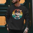 Baseball Grandpa Gnome On A Retro Sunset For Baseball Dad Men Sweatshirt