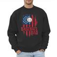 Baseball Dad USA American Flag 4th Of July Men Sweatshirt