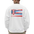I Can't My Son Has Baseball Dad American Flag 4th Of July Premium Men's Sweatshirt Back Print