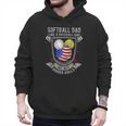 Softball Dad Like A Baseball Dad 4th Of July USA Retro Flag Men Hoodie