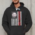 Baseball Dad USA American Flag Patriotic Dad 4th Of July Men Hoodie