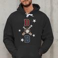 Patriotic Baseball Dad Father's Day Red Blue Star Men Hoodie