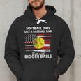 Vintage Softball Dad Like A Baseball Dad US Flag Fathers Day Men Hoodie