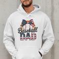 Baseball Dad American Flag Bow Sports Premium Men Hoodie