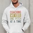 Vintage Baseball Dad Coaching My Kids One Pitch At A Time Men Hoodie