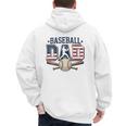 Patriotic Baseball Dad USA Flag American 4th Of July Men's Hoodie Back Print