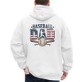 Patriotic Baseball Dad USA Flag American 4th Of July Premium Men's Hoodie Back Print