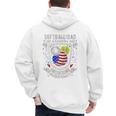 Softball Dad Like A Baseball Dad 4th Of July USA Retro Flag Premium Men's Hoodie Back Print