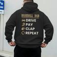 Baseball Dad Drive Pay Clap Repeat Father's Day Men's Hoodie Back Print