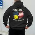 Patriotic US Flag Softball Dad Like A Baseball Dad Men's Hoodie Back Print