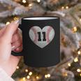 Baseball Number 11 Distressed Heart For Baseball Moms Graphic Print Coffee Mug Baseball Number 11 Distressed Heart For Baseball Moms Graphic Print Coffee Mug