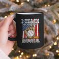 I Teach My Kids To Hit And Steal Baseball Dad American Flag Graphic Print Coffee Mug