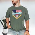 Baseball Dad Ice Cream Drip Father American Flag 4th Of July Men's Comfort Colors T-Shirt Moss Baseball Dad Ice Cream Drip Father American Flag 4th Of July Men's Comfort Colors T-Shirt Moss