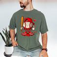 Baseball Drip Ice Cream Apparel Boys Kids Valentines Day Men's Comfort Colors T-Shirt Moss Baseball Drip Ice Cream Apparel Boys Kids Valentines Day Men's Comfort Colors T-Shirt Moss