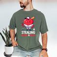 Stealing Hearts And Bases Baseball Player Valentine's Day Men's Comfort Colors T-Shirt Moss
