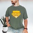 Strike Out Childhood Cancer Boys Baseball Drip Gold Ribbon Men's Comfort Colors T-Shirt Moss