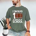 I Tackled 100 Days Of School Baseball Player Kids Teacher Men's Comfort Colors T-Shirt Moss I Tackled 100 Days Of School Baseball Player Kids Teacher Men's Comfort Colors T-Shirt Moss