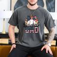 Baseball Dad American Flag Bow Sports Premium Men's Comfort Colors T-Shirt Pepper