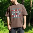 Baseball Catcher Ugly Christmas Sweater Pattern Sports Xmas Men's Comfort Colors T-Shirt Espresso
