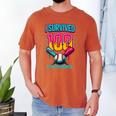 HUGvyn I Survived 100 Days Baseball Teacher Ice Cream Drip Men's Comfort Colors T-Shirt Yam