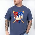 Baseball Drip American Flag Home Plate 4th Of July Patriotic Men's Comfort Colors T-Shirt Blue Jean