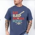 Eat Sleep Baseball Repeat Bat Ball Player Fan Men's Comfort Colors T-Shirt Blue Jean
