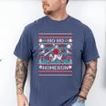 Ho Ho Homerun Baseball Ugly Christmas Sweater Party Hitter Men's Comfort Colors T-Shirt Blue Jean