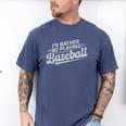 I'd Rather Be Playing Baseball Player Coach Fan Game Day Tee Premium Tri-Blend Men's Comfort Colors T-Shirt Blue Jean