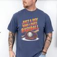Just A Boy Who Loves Baseball Player Kids Men's Comfort Colors T-Shirt Blue Jean