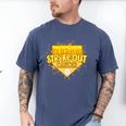 Strike Out Childhood Cancer Boys Baseball Drip Gold Ribbon Men's Comfort Colors T-Shirt Blue Jean