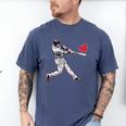 Valentines Baseball Batter Heart Player Silhouette Premium Tri-Blend Men's Comfort Colors T-Shirt Blue Jean