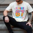 6 7 Mason Baseball Drip Number 67 Player Or 67th Birthday Men's Comfort Colors T-Shirt Ivory