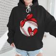 Custom Baseball Mom Number 12 Heart For Mom Mommy Wmen Hoodie