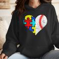 Autism Baseball Heart Autism Puzzle Baseball Mom Wmen Hoodie