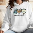 Peace Love Baseball Lover Motif For Women Pink Baseball Mom Wmen Hoodie