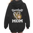 Baseball Mom Leopard Heart Matching Family Women Hoodie Back Print