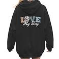 Baseball Mom Love My Boy Retro Casual Letter Print Women Hoodie Back Print